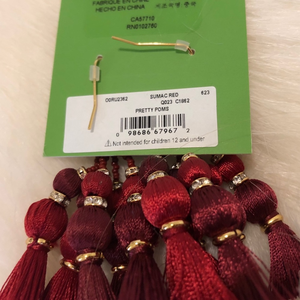 Kate’s Spade ♠️ NWT Dark Red Tassel Earrings - Picture 7 of 7